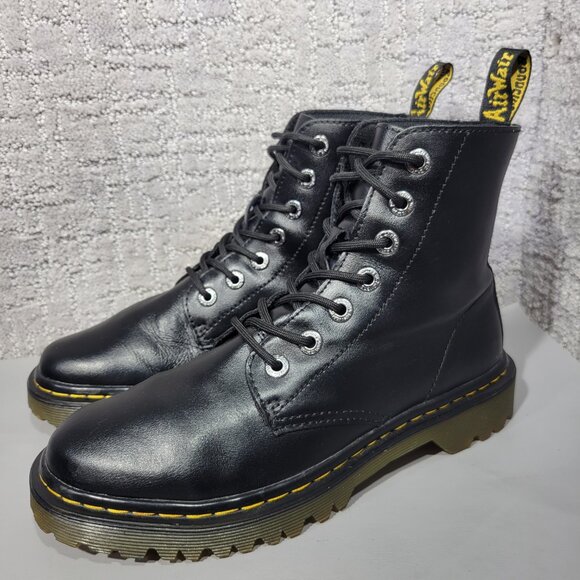 Dr Martens Luana Womens Size US 8 Black Leather Lace Up 7-Eye Combat Boot Shoes - Picture 4 of 11